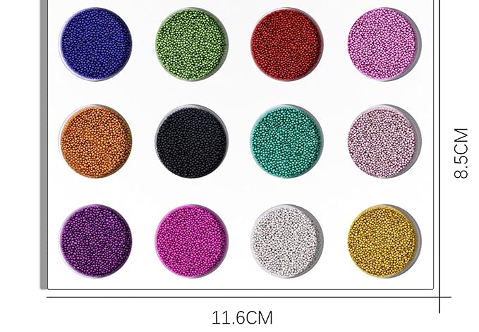 Nail Art Caviar Beads Colorful Micro Crystals Beads 3D Manicures Mini Pearls Decorations 12Jars