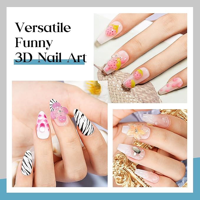 MIZHSE Solid Builder Nail Gel 3D Nail Gel and Rhinestone Glue for Nails Kit, Clear Sculpting Hard Carving Gels Builder Modeling Gels, No Wipe Kit Soak Off U V LED Nails Art Manicure Home