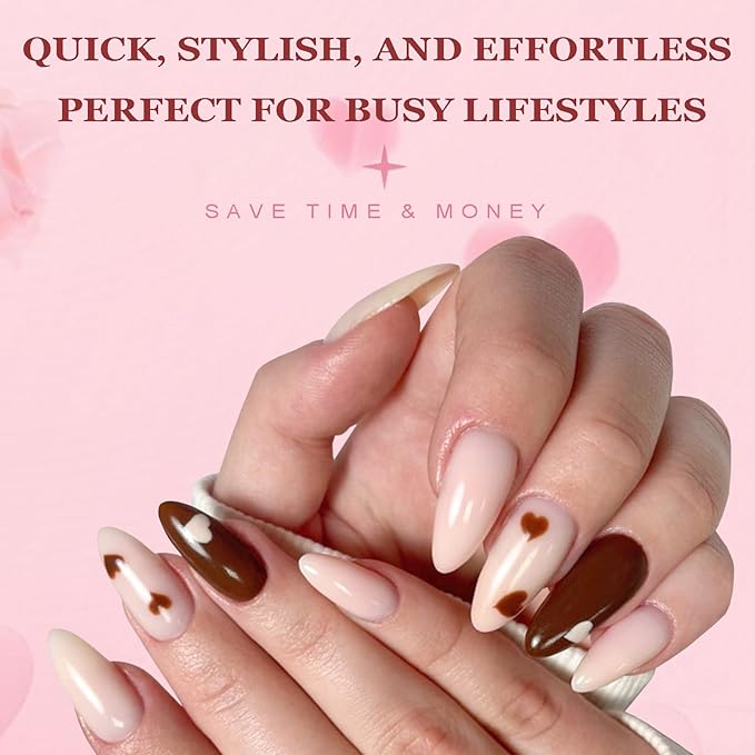 AddFavor 576pcs Almond Press on Nails Medium Fake Nails Full Cover Glossy Medium Long Length Nails Press on Acrylic False Nail Tips 24 Colors for Women