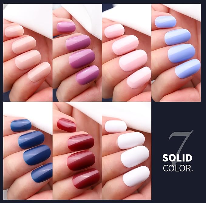 Teenitor Short Press on Nails, Round Fake Nails, Glossy Glue on Nails,288pcs Glitters Press on Nails