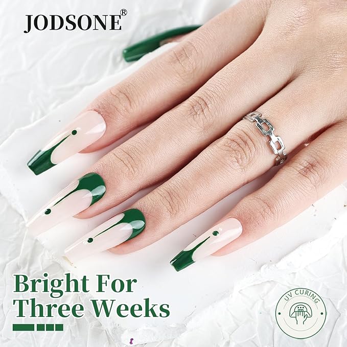 JODSONE Dark Green Swirl Nail Art Liner Gel Polish,10ml Classic Color 3D Nail Art Pens Effect Nail Print Design with Thin Brush for French Tips Manicure Painting DIY at Home - LB13