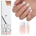 BTArtboxnails Soft Gel Nail Tips - 150pcs Long Square French Tip Press on Nails Nude Acrylic Nail Tips Kit Fake Nails Supplies Glue on Nails Extension Tips for Professional Use