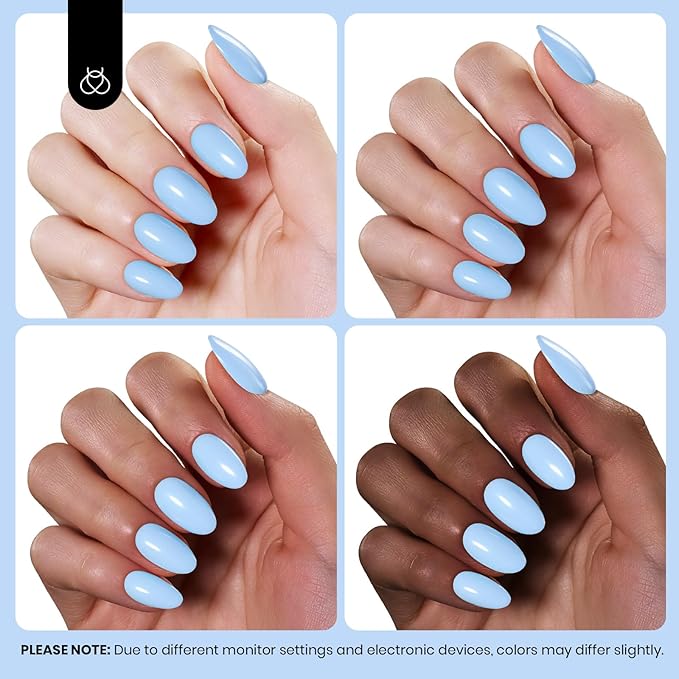Beetles Light Blue Gel Nail Polish - Hema Free Pastel Baby Blue Gel Polish, 8ML/0.27Fl Oz Soak Off UV LED Lamp Pastel Nails Art, Long-Lasting Manicure Salon DIY Home Easter Spring Nails