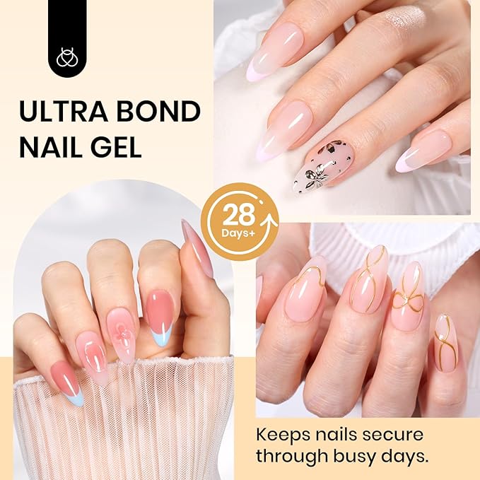Beetles Solid Nail Glue Gel for False Tips, 15g Strong Adhesion for Press on Acrylic Tips, Clear Hard Gel 3D Sculpting for Spring Nail Art UV Light Cured