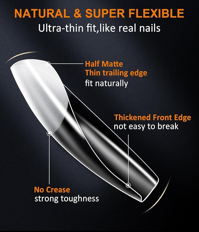 Gel X Nail Kit LEDSUUEI: Ultra-Sturdy 500PCS Long Coffin Gel Nail Kit with Drill 0.5Oz Nail Glue Portable LED Nail Lamp All-in-1 for Beginner Home Salon DIY Manicure Gift