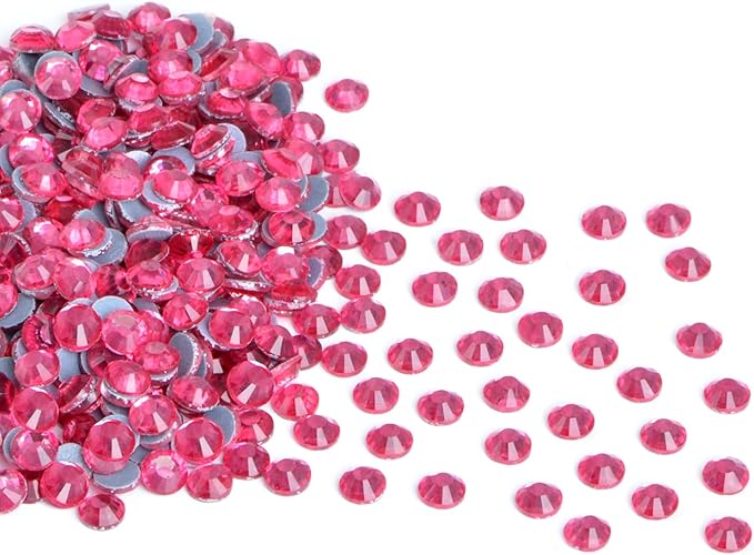 2880 Pieces SS4 Rose Hotfix Rhinestones Flatback Round Crystal Glass Rhinestones Gems for Crafts Nail Face Art Clothes Shoes Bags DIY