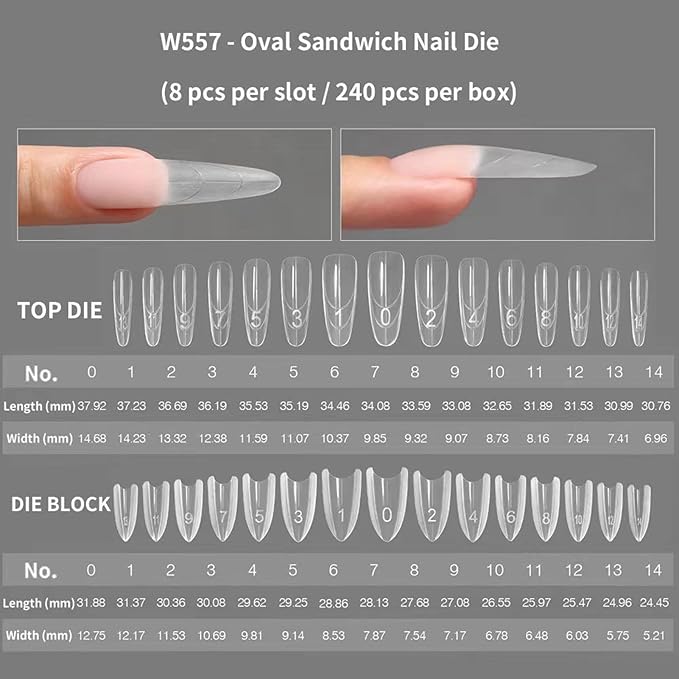 Nail Forms for Gel - 10.55 x 4.76 x 1.18in Clear 240 Pieces Mold,Nail Molds Extension Tips Reusable - for Personal Salon Home Fashion Beauty Manicure Daily Styling