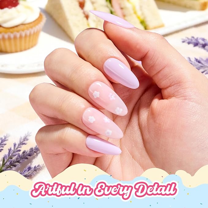 Beetles Lavender Gel Nail Polish - Lavender Macarons Pastel Purple Gel Nail Polish, Same Color Same Bottle, Soak Off UV LED Lamp Pastel Nails Art, Long-Lasting Manicure Salon DIY Home Spring Nails