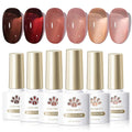Born Pretty Jelly Gel Nail Polish Transparent Nude Pink Red Brown Burgundy Blood Wine Red 6 Colors Sheer Gel Polish Kit for Salon Manicure and Nail Art DIY at Home