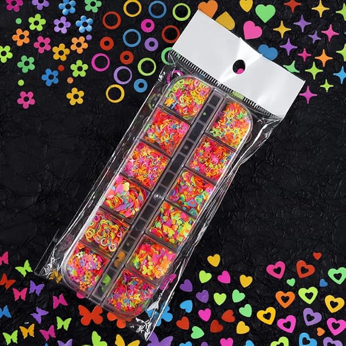 Nail Art Mixed Shape Sparky Sequins 3D Iridescent Butterfly Flower Star Heart Letter Number Confetti Manicure Sticker Flake Accessories 12 Grids