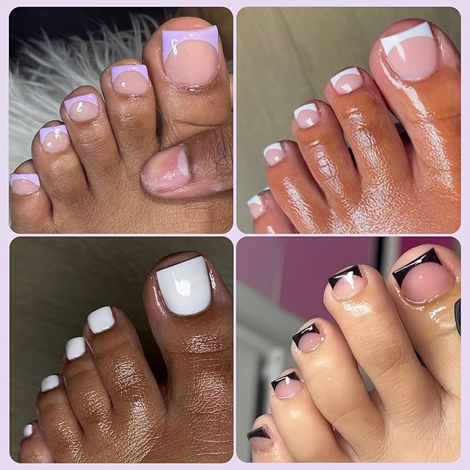 AddFavor 240pcs Toe Nail Tips Clear Soft Gel Toenail Tips Half Cover Square Acrylic Toe Tips Press on Nails Clear Artificial False Fake Toe Nails Tips for Salon and Home Foot Pedicure Manicure