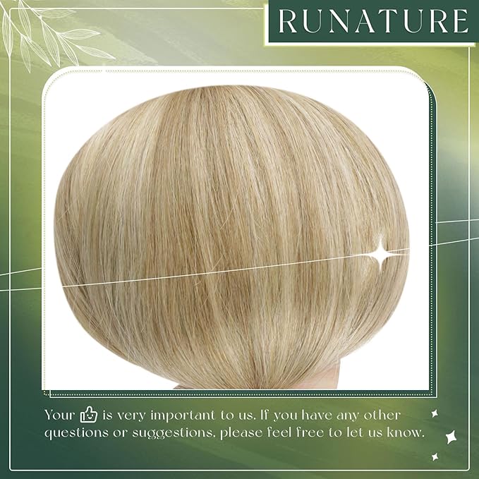 RUNATURE Nano Bead Hair Extensions Human Hair Blonde Highlights Light Blonde Hair Extensions for Women Long Straight Hair Cold Fusion No Shedding #8P60