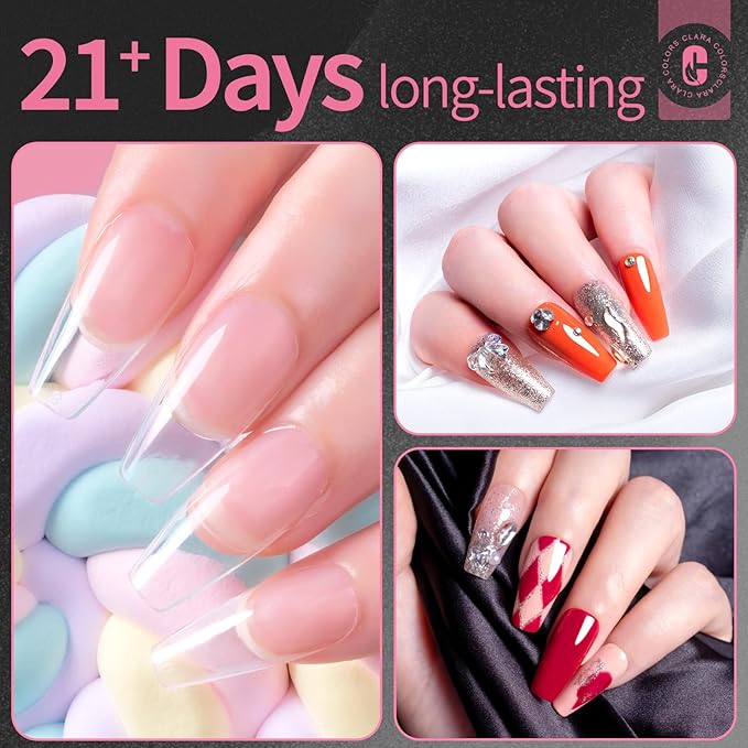 Clara Colors Nail Tips and Glue Gel Kit - 550Pcs Soft Tips Half Matte Medium Coffin Shape