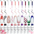 JODSONE 10pcs Nail Art Gel Liner Set,3D Nail Art Pens Effect for Fine Lines,Thin Brush Detail Polish,DIY Painted Nails at Home Salon,Liner Gel Nail Polish Valentine's Gift for Girls & Women