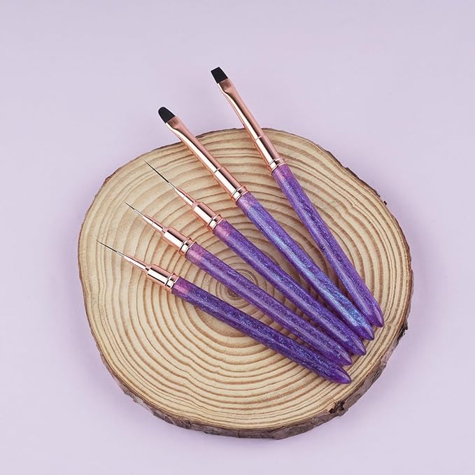 Nail Art Brushes Set Nail Art Design Pen Painting Tools with Nail Extension Gel Brush,Nail Polish Brush, Builder Nail Gel Brush, Nail Art Liner Brush for Salon Gift for Girls Women (Purple)