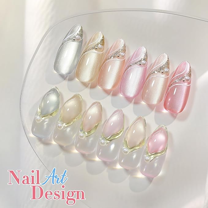 Double Rhythm 0.5 Oz Cat Eye Gel Polish with Magnet Same Color Same Bottle Holographic Glitter Shimmer Translucent Color Salon 15 ML Magnetic Nail Art (Coral Pink-MC1152)