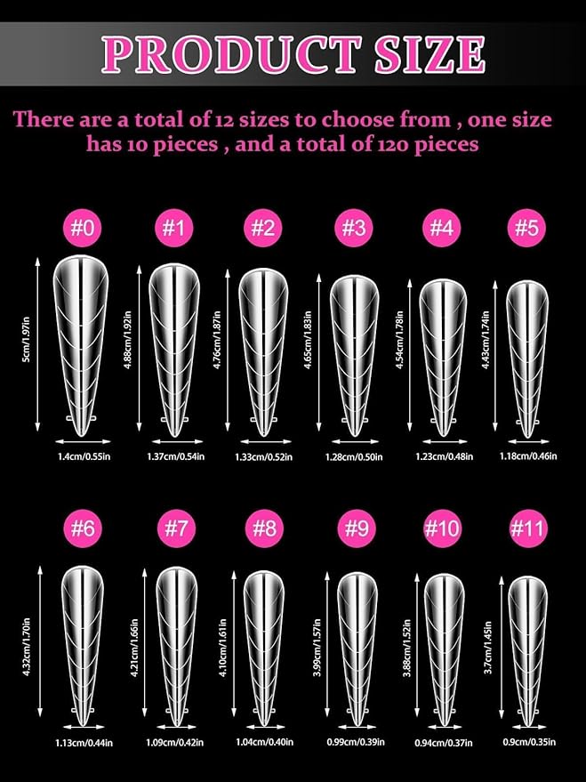 EBANKU Dual Nail Forms for Poly Extension Gel 120 PCS Structure Poly Nail Gel Stiletto Nail Tips for Builder Gel Solid Nail Gel Glue Nail Art Design Salon&DIY