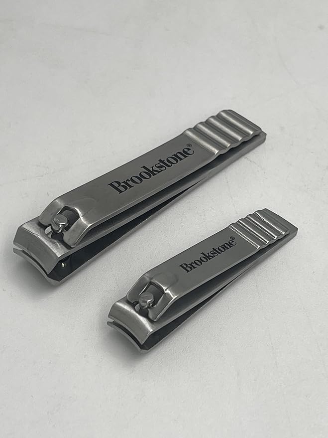 Brookstone Nail Clippers for Men and Women - Premium Stainless Steel Nail Clipper and Nail Cutter, Precision Grooming Set Includes Two Nail Clippers and Case