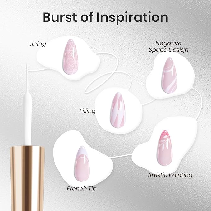Beetles White Gel Liner Nail Polish 7ml Gel Polish Swirl Nail Art Classic White Color Nails Art Paint for Thin French Tip Line Soak off Uv Lamp Manicure Salon