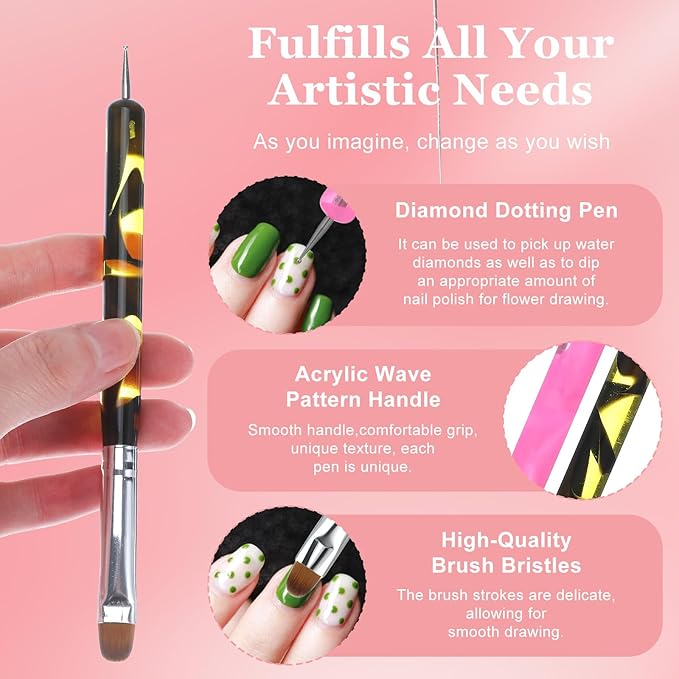 4 Pcs French Brush for Nails French Tip Brushes Nail Art Supplies for Design Builder Gel Dotting Tools Kit Small Nail Brush to Clean Up Detail Painting 3d Acrylic Brushes Professional Manicure