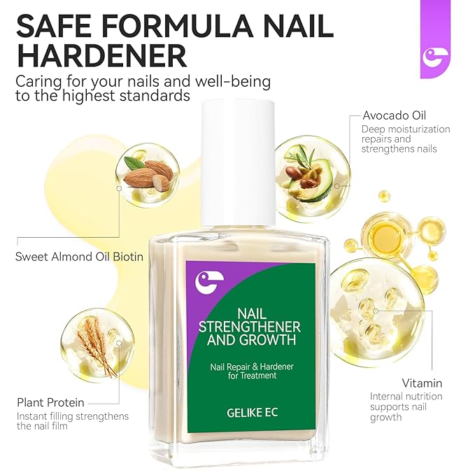 Nail Hardener Extra Strong and Growth: Milky Apricot 15ml Natural Nail Polish Strengthener and Growth for Damaged Nails - 6 in 1 Nails Repair for Housewives Working Women Manicure Home Salon Daily Use