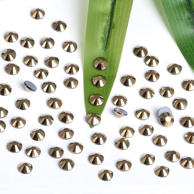 Bymitel Hotfix Crystal Rhinestones Round Gems Iron on DIY Jewelry Making Flat Back for Crafts,Aurum, 1.3mm(SS3/2880pcs)