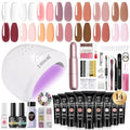 ROSALIND Poly Nail Gel Kit with Drill -14 Colors + 75 Nail Art Accessories Kit Nude Pink Series Poly Gel with Big Uv Light 48W and Electric Nail Drill Poly Nail Gel Starter Kit with Everything Gift