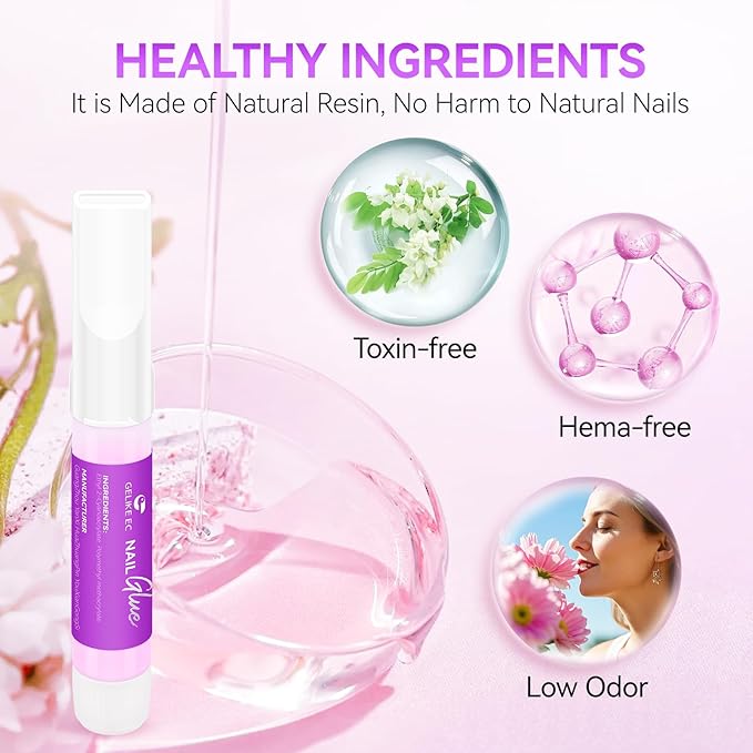 Nail Glue Tips Strong Adhesive: 12 pcs Gelike EC Super Strong for Acrylic Nails - Long Lasting Nail Glue for Press Ons - for Art Slaon Home 2g/pcs