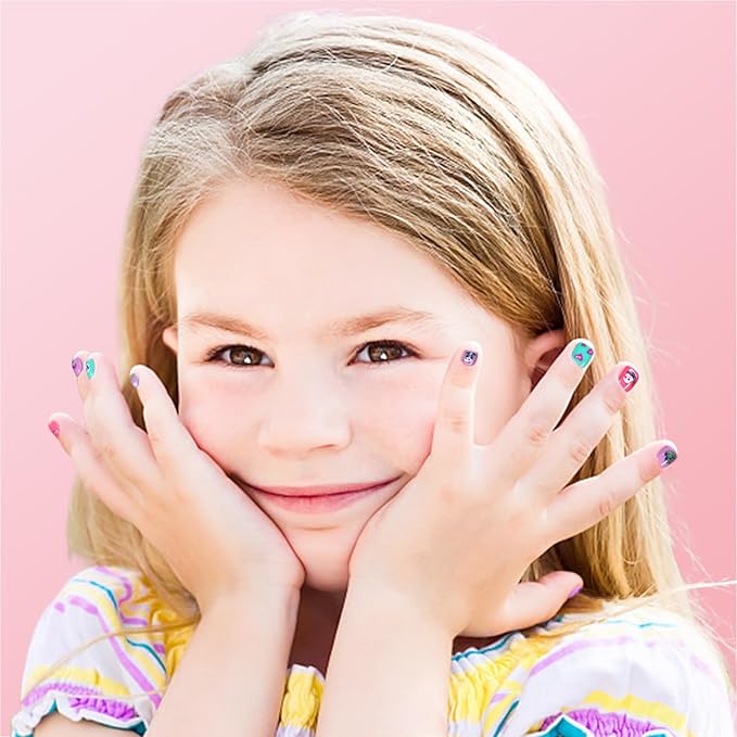 TOMICCA Kids Nail Polish Set, Non Toxic Quick Dry Water-Based Peel-Off 10 Colors Toddler Nail Polish Kit Natural Safe Quick Diy Kids Gifts Kit for Girls Ages 5+