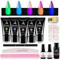 Glow in the Dark Poly Gel Nail Kit, Biutee 5 Colors Neon Poly Nail Extension Gel Builder Gel Manicure Kit for Nail Art Starter Kit