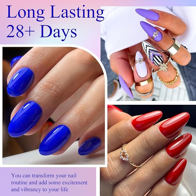 MEET ACROSS 30Pcs Gel Nail Polish Set 22 Colors Gel Polish Kit Nude Burgundy Red Blue Purple Gel Polish for All Seasons Soak Off UV/LED Manicure Gift for Women Girls