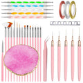 31Pcs Nail Art Tools Set, Nail Art Brushes, Resin Nail Art Palette, Dotting Tools and Liner Brushes, For Nail Art Design for Home and Salon Use