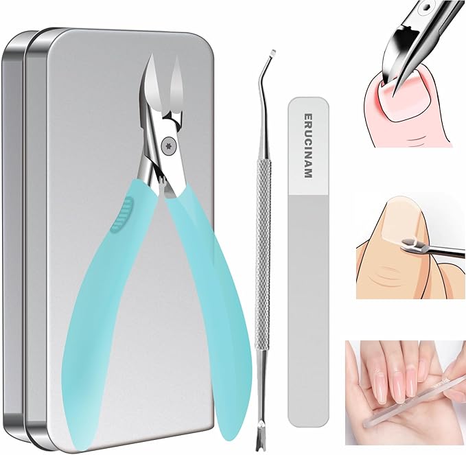 Toe Nail Clippers for Ingrown & Thick Toenails with Nail File & Cleaner - Podiatrist Ingrown Toenail Clippers Set for Seniors & Adults - Ingrown Nail Tool with Stainless Steel Super Sharp Blades