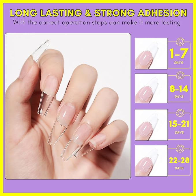 Makartt Gel Nail Glue: 3 in 1 Nail Glue Acrylic Nails Extension Super Strong Adhesive Bond Long Lasting Brush on Glues for Tips, Base Coat & Slip Solution, & Stick Rhinestone, Curing Needed, 2pcs 15ml