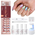Beetles X Press Gel Nails Kit - Soda Aurora | 7 Colors Spring Cat Eye Press On Nails Short Almond | 224Pcs 16 Sizes All-in-One Kit With Nail Glue,Remover,Builder Top Coat,Nail Lamp Gift