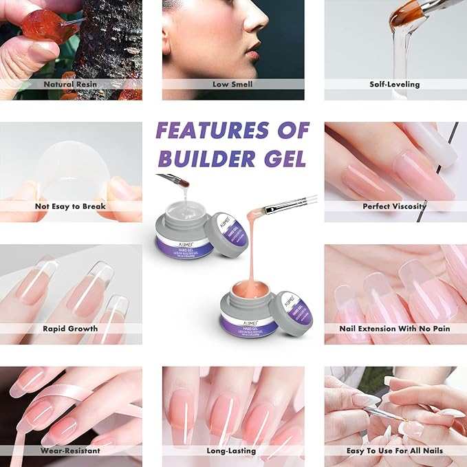 Hard Gel Builder for Nails Builder Gel Extension Nail Kit HardNail GelNail Extension Kit GelBuilder for Clear BuilderGel (Nude Pink 60g/2.1oz)