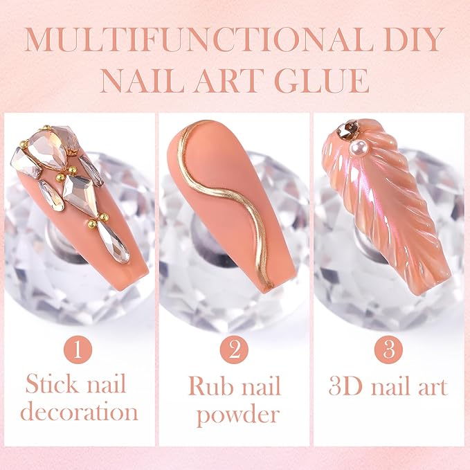Born Pretty Nail Rhinestone Glue Gel for Nails Super Strong Gel Nail Glue for Nail Charm 3D Nails Gems Beads Nail Art Jewels Cured Need Nail Art DIY at Home 30ML