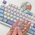 60pcs Keyboard Bubbles for Long Nails, Ergonomic Height Raised Glass Heart Key Covers, No-Residue, Reusable, Keyboard Stickers for Desktop Keyboards, External Keyboards, Calculator