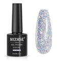 MIZHSE Silver Glitter Gel Polish, Sparkly Shiny Diamond Shimmer Soak off UV LED Gel Nail Polish for Nail Art Salon Home DIY Manicure 10ml