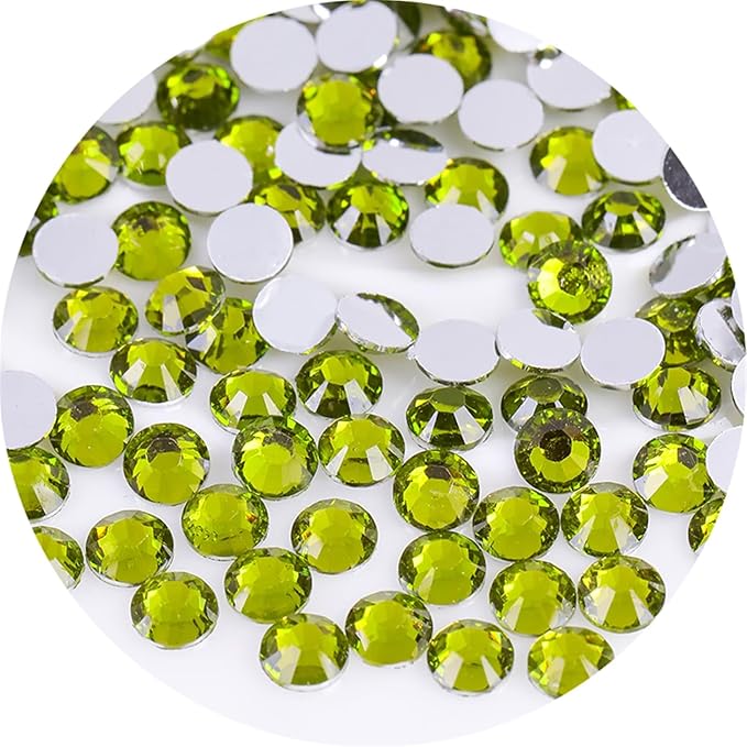 2250 Pcs SS16 4mm Flatback Rhinestones for Nails Art Crafts Glitter Round Gems Crystals DIY Clothes Shoes（Olive Green)