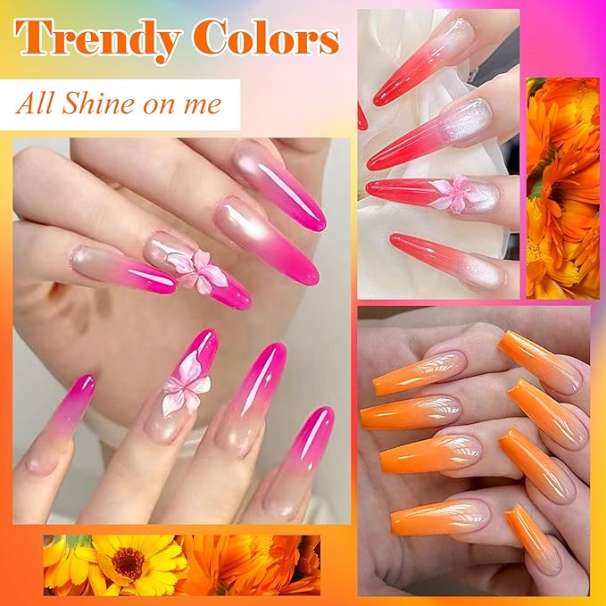 MEET ACROSS Solid Builder Gel for Nails, 3 Colors Solid Builder Non-Sticky Pink Rose Orange Hard Gel for Nails 3D Sculpture Nail Extension Kit
