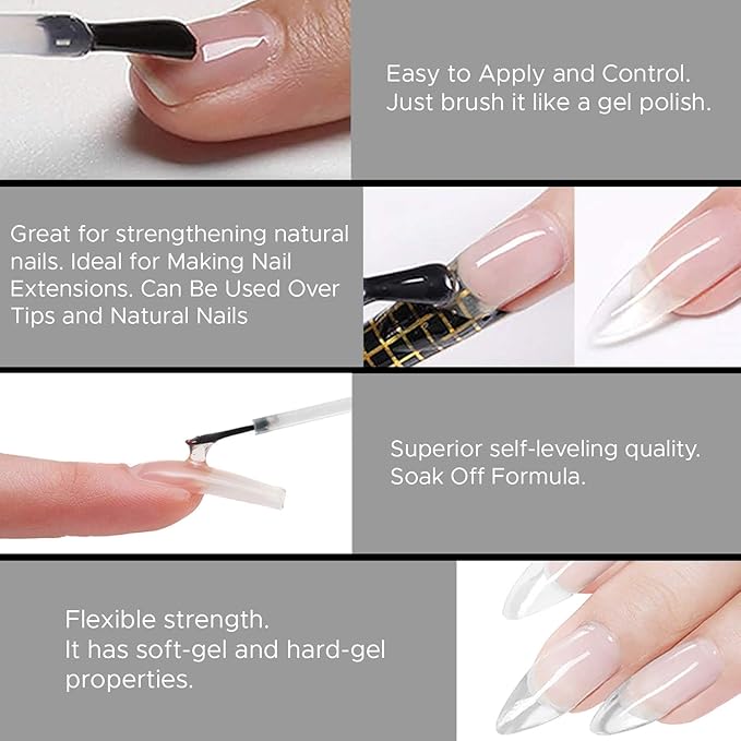 EXCUSE ME Soak Off LED/UV Strong Builder Gel Crystal Clear for Sculpting Nail Extension, Strengthening Natural Nails and Repair Cracked Nails 0.5 oz (1 Piece)