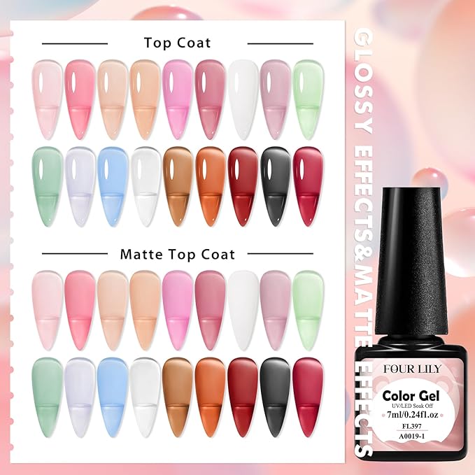 Jelly Gel Nail Polish Set, 18 Colors Translucent Nude Pink Milky White Red Gel Polish Sheer Crystal Ice Nail Polish Set for Nail Salon DIY Home Holiday Gifts for Her