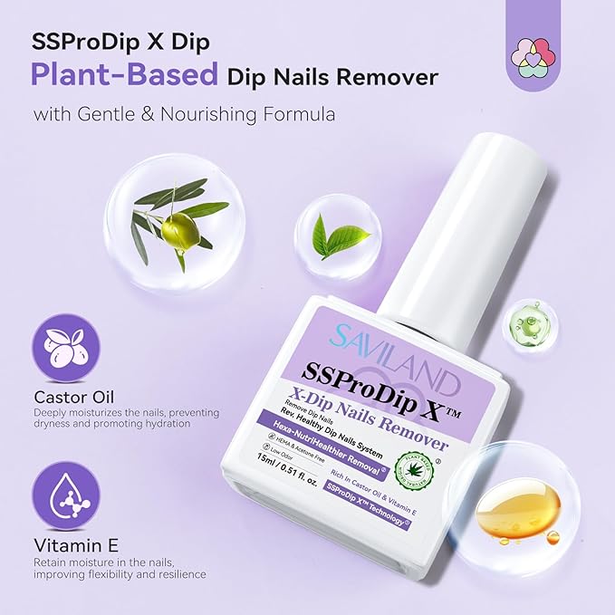 SAVILAND SSPro X Dip Powder Remover Kit: 2 Pcs Gentle & Easy Dip Nail Removal with Cuticle Oil Nail File Nail Scraper for Dipping Powder Gel Nail Polish No Need Soaking or Wrapping Home Use