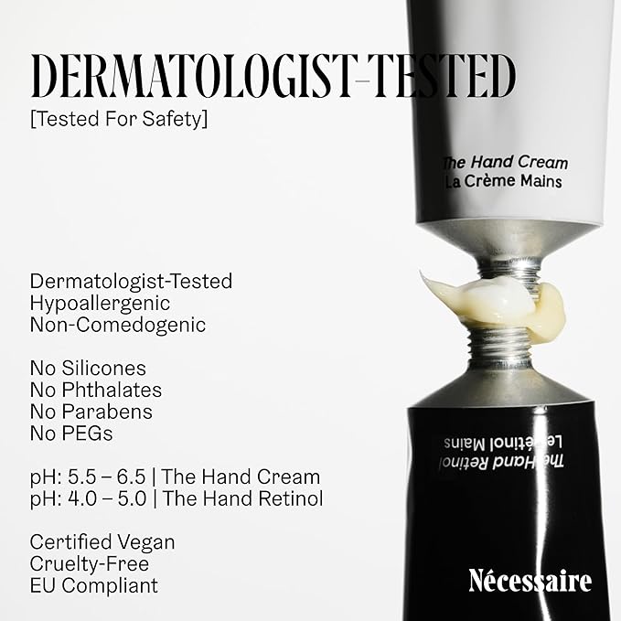 Nécessaire The Hand Duo – The Hand Cream + The Hand Retinol Treatment Gift Set for Dry Hands – Daily Moisture + Nighttime Repair with Ceramides, Peptides & Retinol – 2 x 2.5 oz