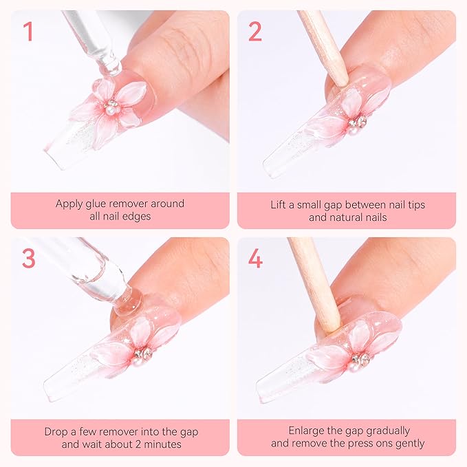 Makartt Hema-Free Press on Nail Glue Remover: Updated Formula with Vitamin E | Glue Debonder with 5 Wooden Sticks,1 Dropper Applicator for Quicker Application, Non-Acetone Glues 30 ml
