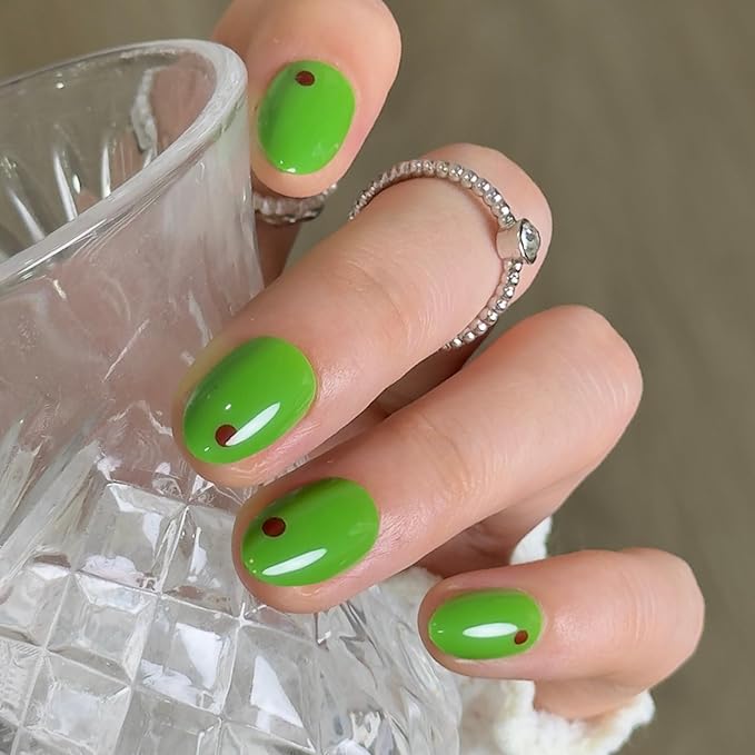 CurvLife Soft Gel Alomond Press On Nails, Long-Lasting Reusable Fake Nails Kit with Glue & Tabs, 30pcs Salon-Quality Stick On Nails for Women At-Home Manicure (Olive Martini)