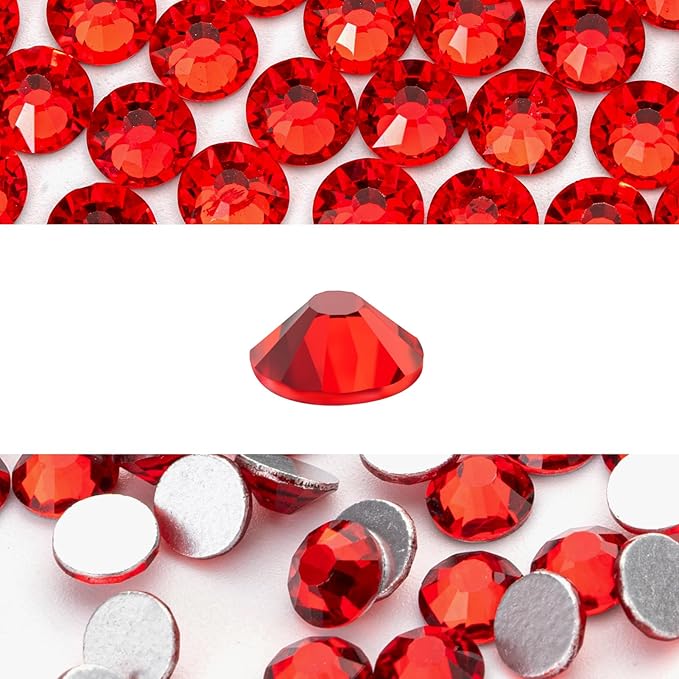 Novani 3000 Pieces Flatback Rhinestones Glass Round Gems Red Crystals for Nail Art DIY Crafts Clothes Shoes,SS12,3.0-3.2mm