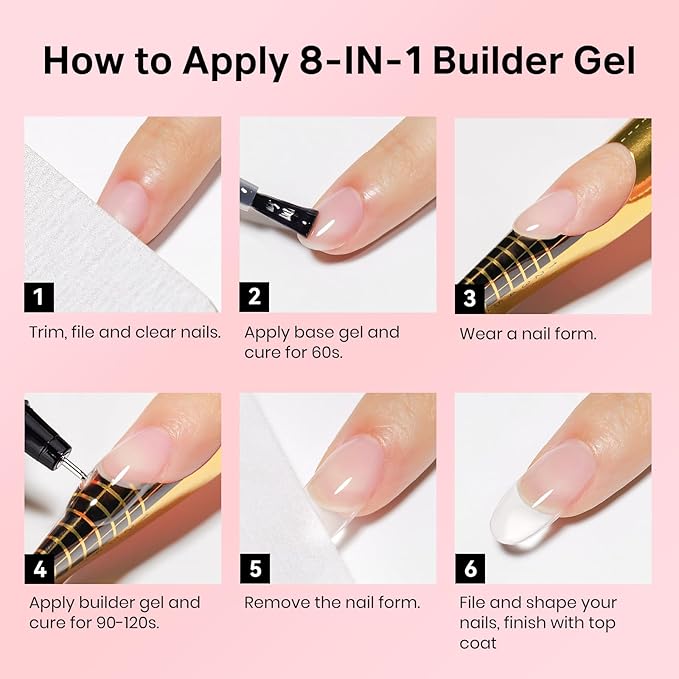 MIZHSE Gel Nail Kit, Fake Nails Long Coffin, 8-in-1 Builder Gel for Nails & Portable Mini U V Light, 240Pcs Half Matte Nail Tips for Nail Extension DIY Nail Salon for Women & Girls