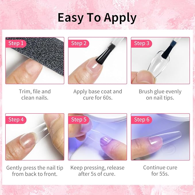 JODSONE 2PCS 10ML Nail Glue Gel for Long Acrylic Extension Nail False Tips and Clear Press On Nails Repair Treatment Rhinestone, Girl Gift for Home Salon Beginner DIY